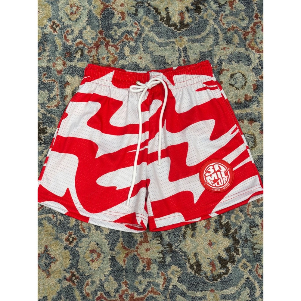 BKTSQD‎ Mesh Shorts Men XS Red White 30 Mil Club Jesser Streetwear EUC